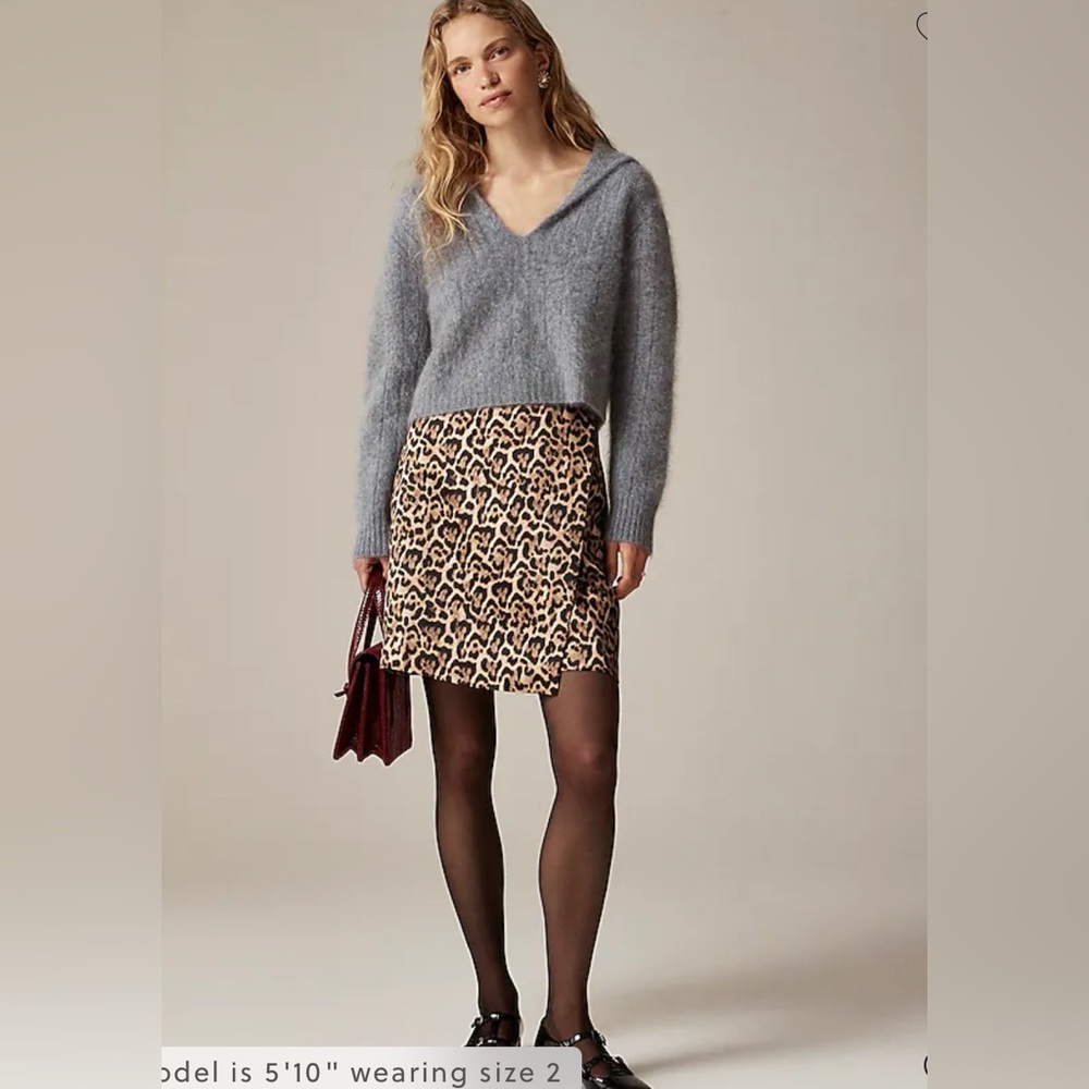 NWOT J. Crew Leopard-print wrap skirt in duchesse satin